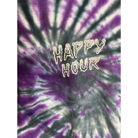 3 for $15 Happy Hour Tie Dye Short Sleeve T-Shirt Purple White Size Small - Picture 2 of 6